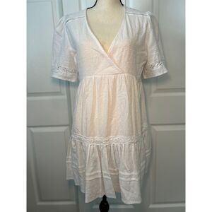 Petal & Pup White Eyelet Embroidery Dress Size 10 Short Sleeve VNeck Cottagecore
